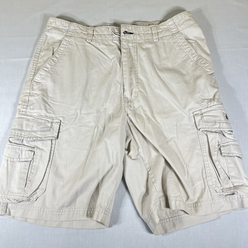 Unionbay Palm Vintage Cargo Shorts Mens Size 38 Beige Khaki Cotton Pockets